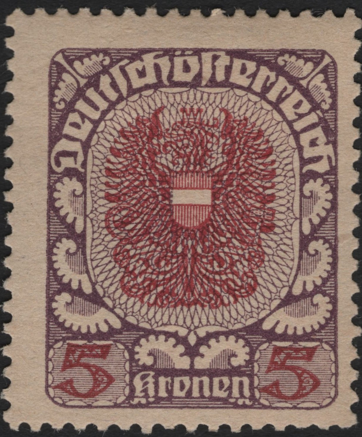 SCG8918 - Austria 1919 – 5 Kronen Imperial Eagle Definitive (Deutschösterreich)