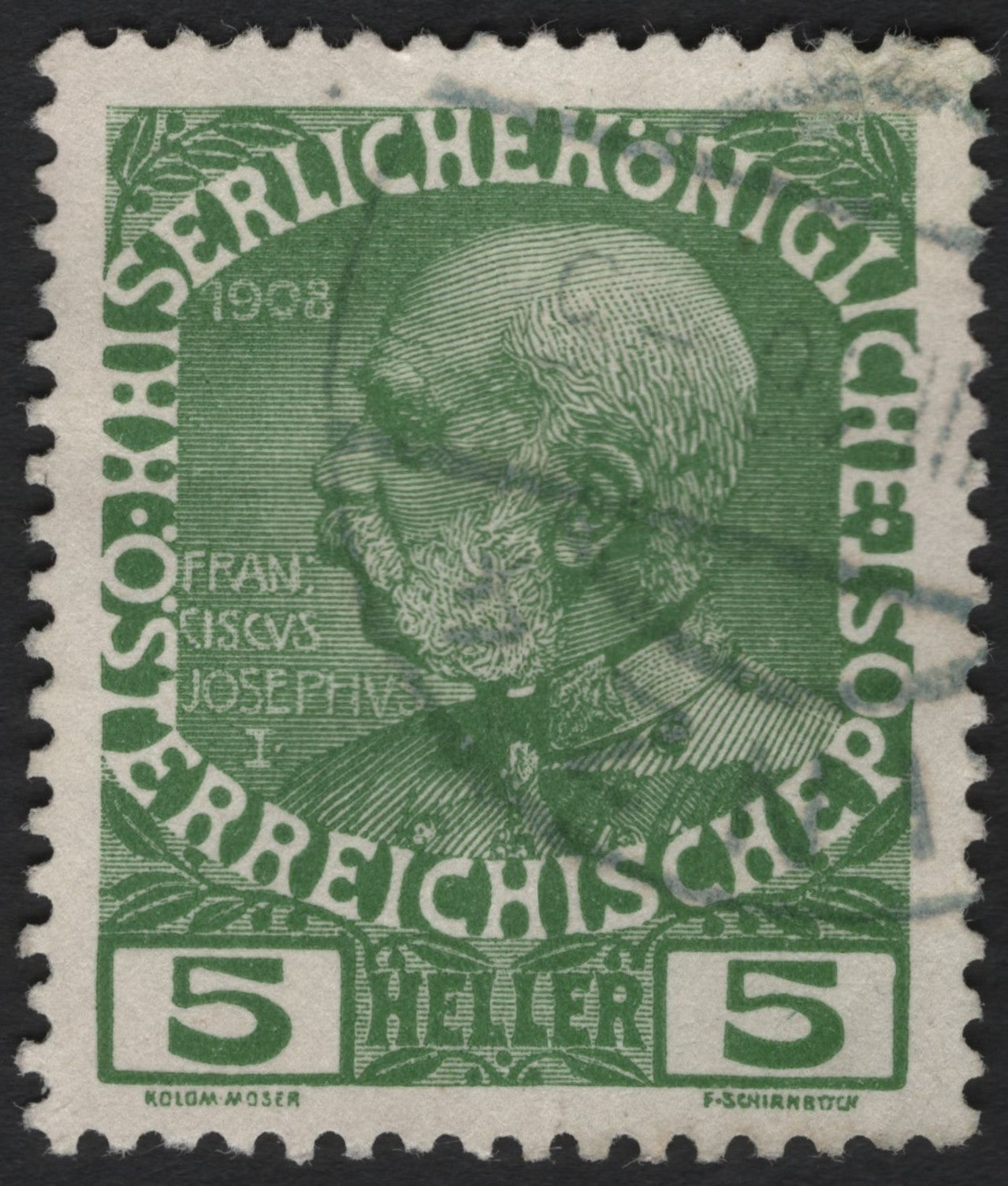 SCG8923 - Austria 1908 – 5 Heller Green “Franz Josef I” (60th Jubilee)