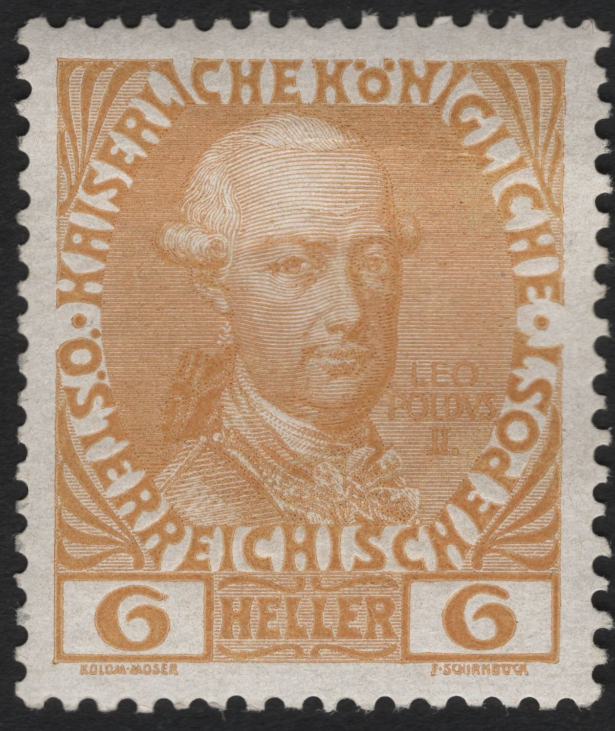 SCG8930 - Austria 1908 – 6 Heller Emperor Leopold II (Brown-Ochre)