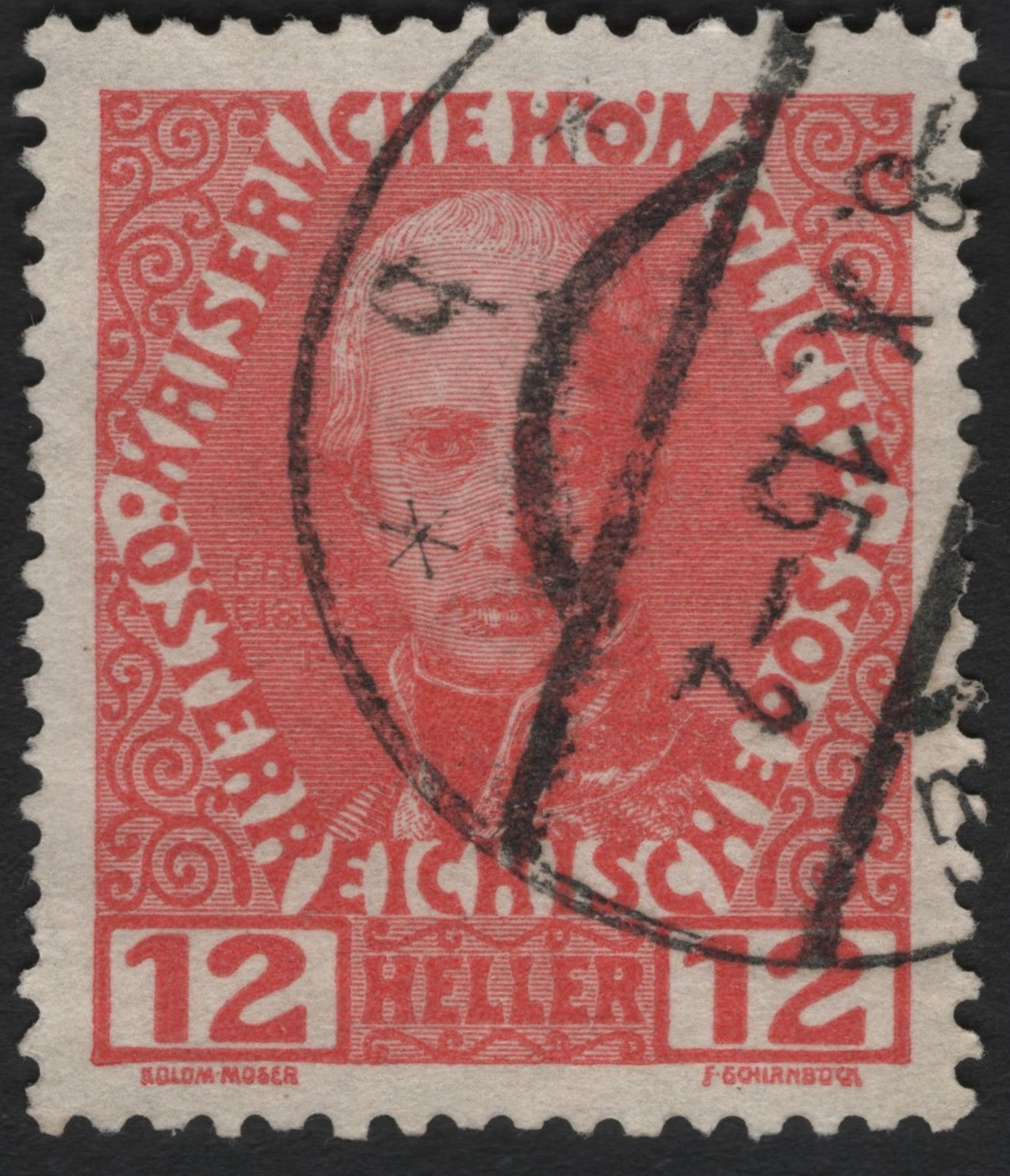 SCG8938 - Austria 1916 – 12 Heller Emperor Franz Joseph I (Red)