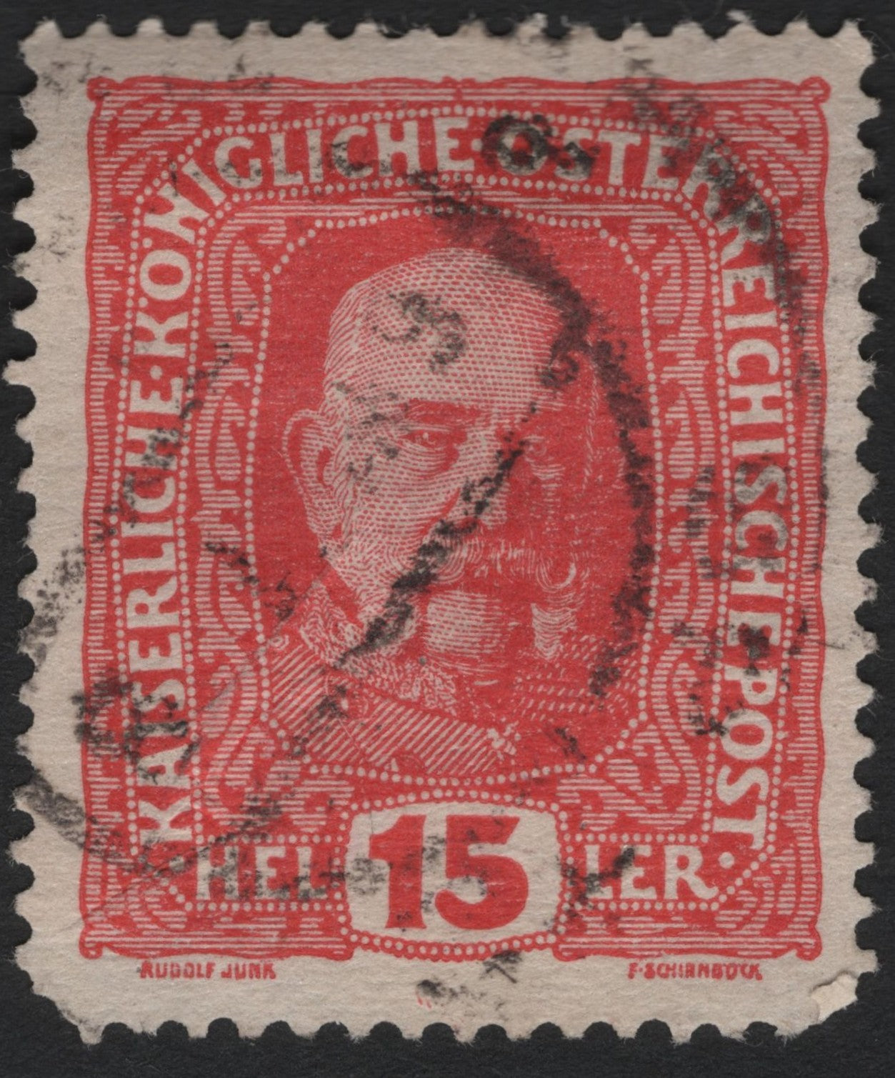SCG8939 - Austria 1916 – 15 Heller Red (Emperor Franz Joseph I)