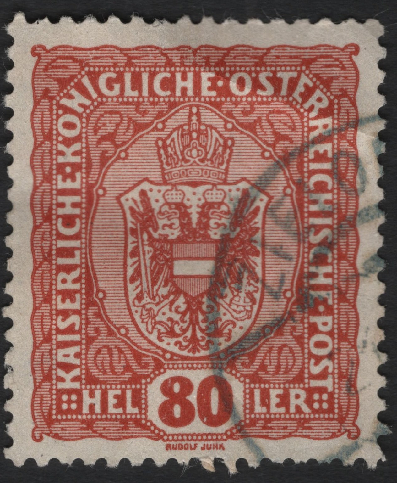 SCG8941 - Austria 1916 – 80 Heller Imperial Coat of Arms (Red, Rudolf Junk)