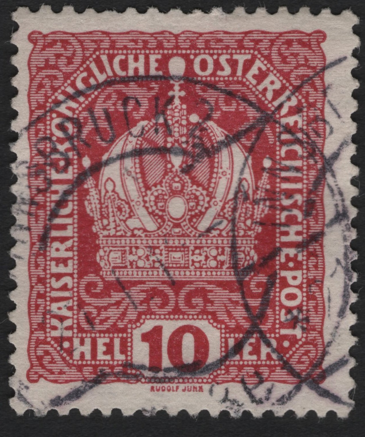 SCG8912 - Austria 1916 – 10 Heller “Imperial Crown of Austria” (Red), Rudolf Junk Design