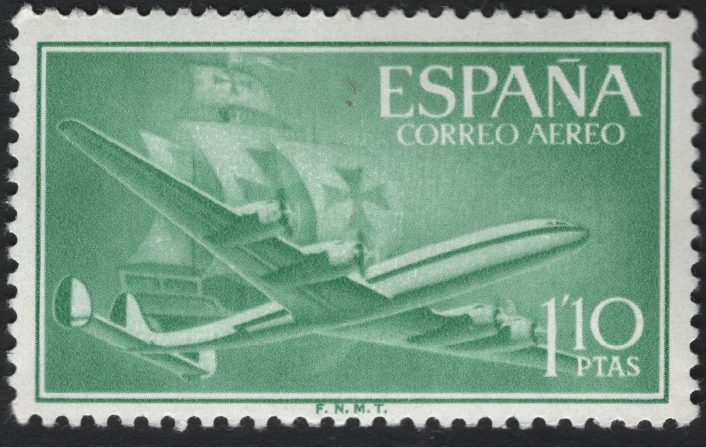 SCG8893 - Spain 1960s Airmail – Aircraft and Galleon, 1.10 Ptas