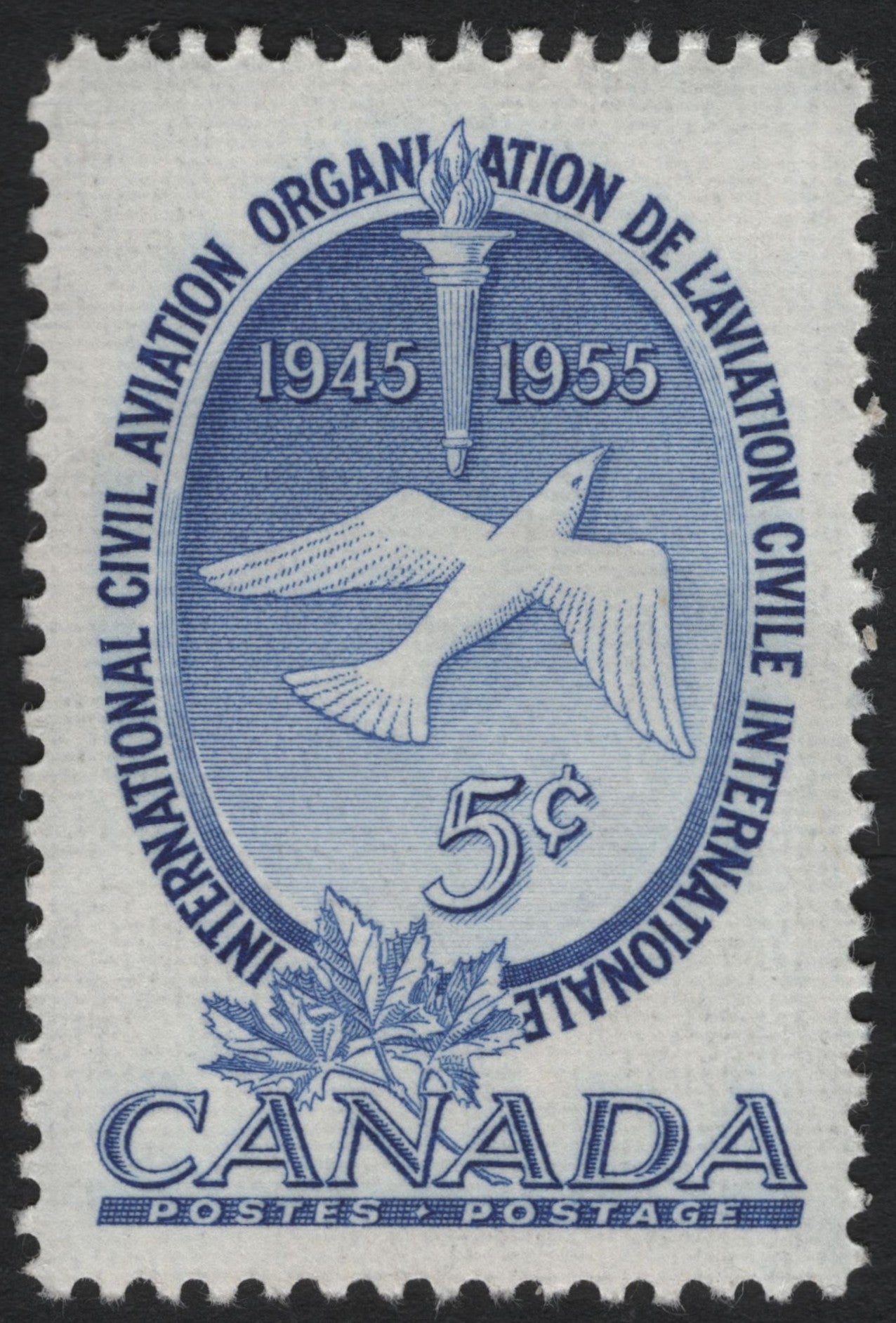 SCG9116 - Canada 1955 – International Civil Aviation Organization 10th Anniversary, 5¢ Blue
