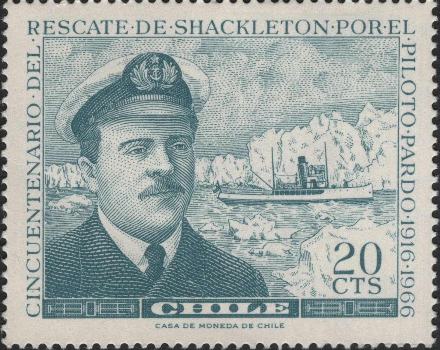 SCG9468 - 1966 Chile – Piloto Pardo & Shackleton Rescue 50th Anniversary (20 Centavos)