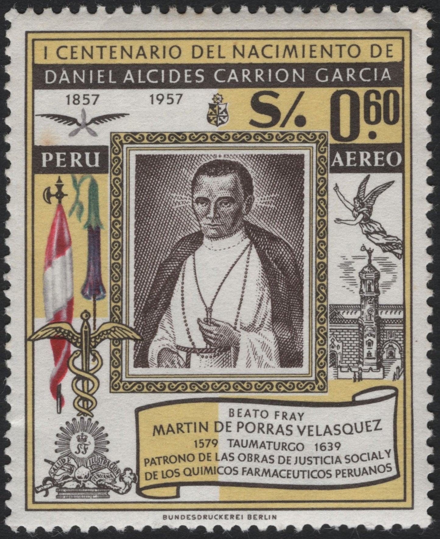 SCG9465 - Peru 1957 – Centenary of Daniel A. Carrión & Tribute to Martín de Porres
