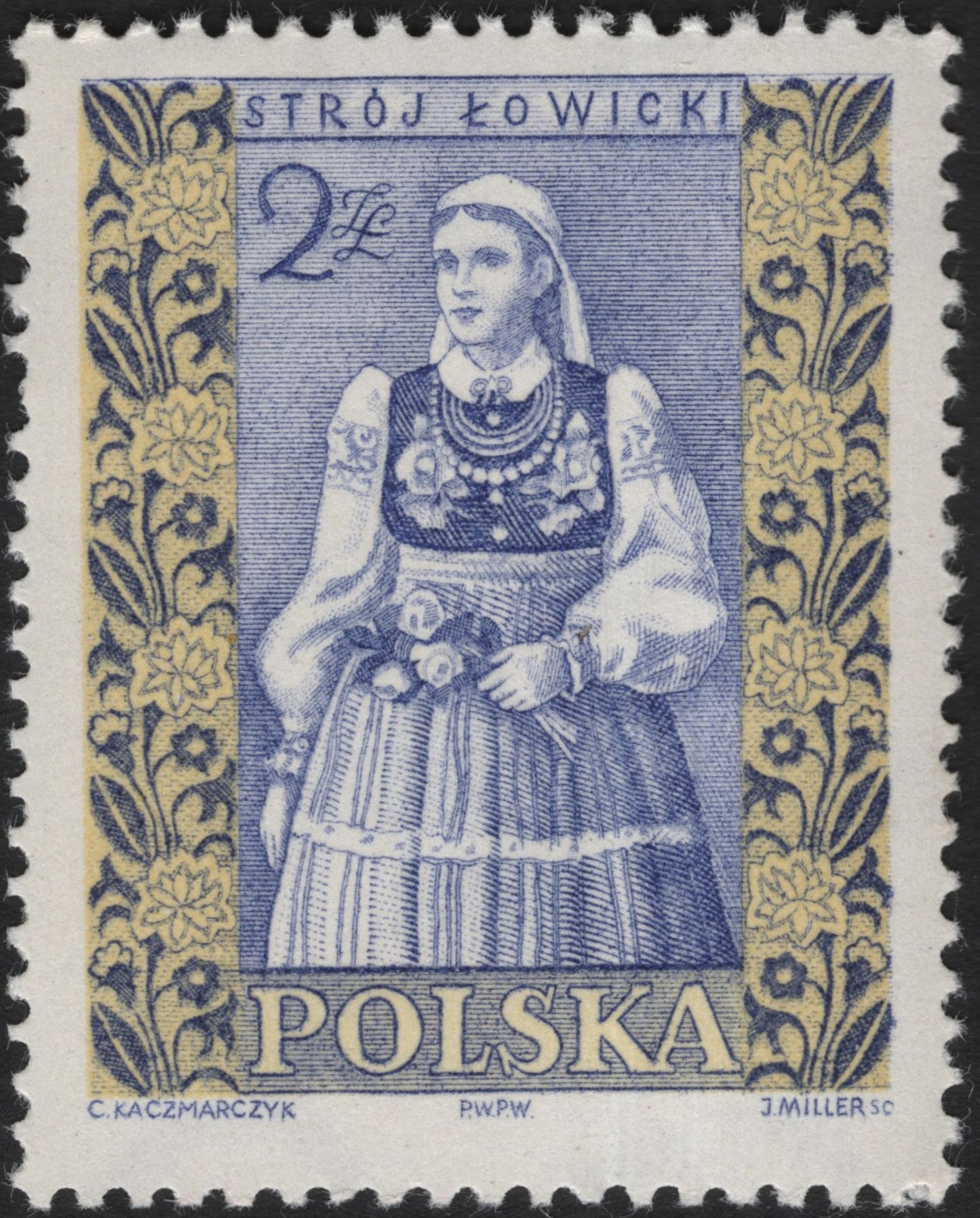 SCG9259 - Poland 2 zł “Łowicz Folk Costume” – Traditional Dress Series (c.1950s)