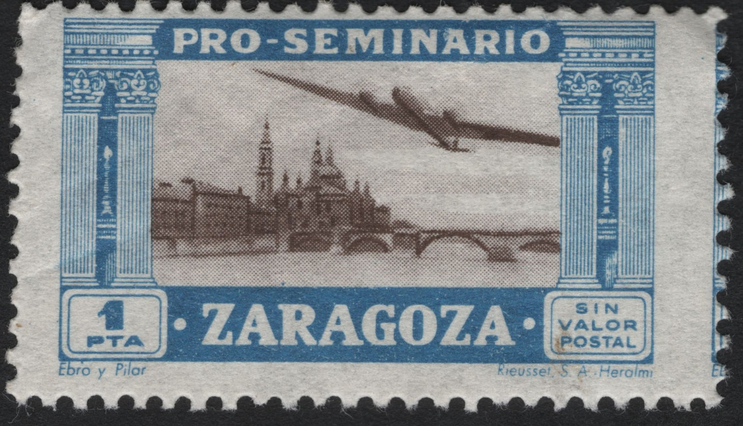 SCG9263 - Spain 1 PTA “Pro-Seminario Zaragoza” Charity Label – Zaragoza & Basilica del Pilar
