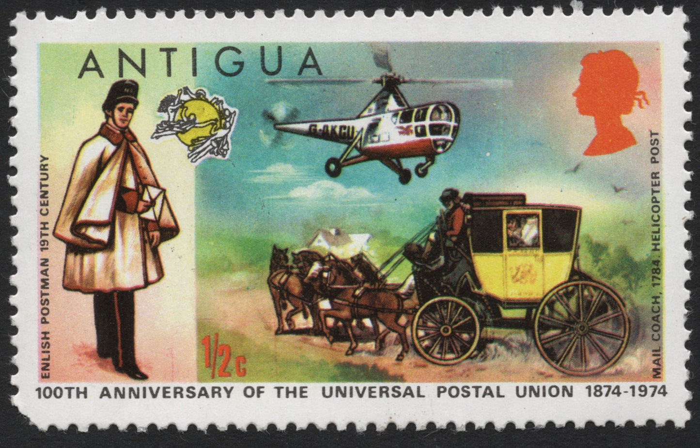 SCG9394 - Antigua 1974 – UPU Centenary: Evolution of Postal Transport (½c)