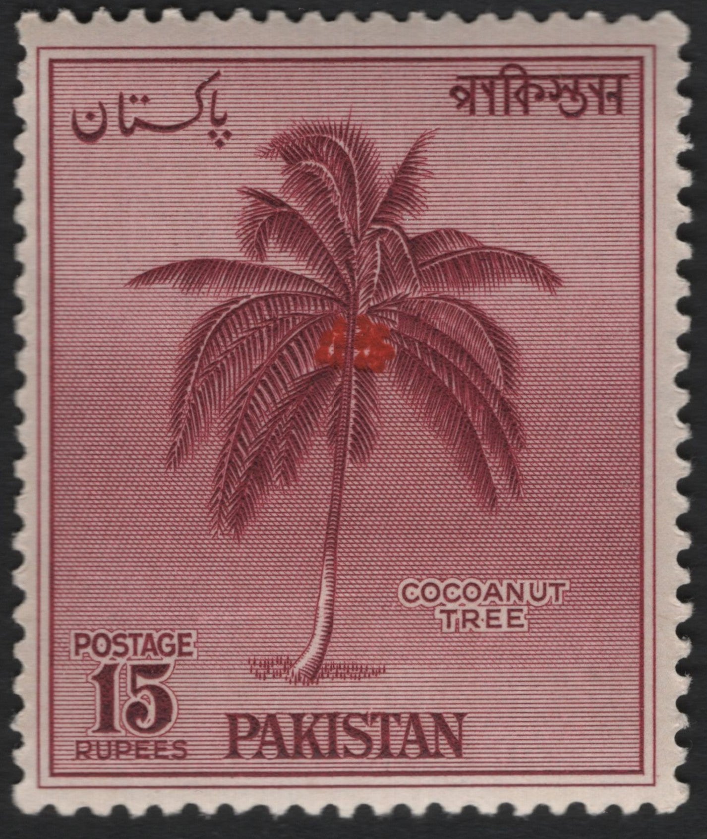 SCG9496 - Pakistan 1961 Cocoanut Tree – 15 Rupees Definitive