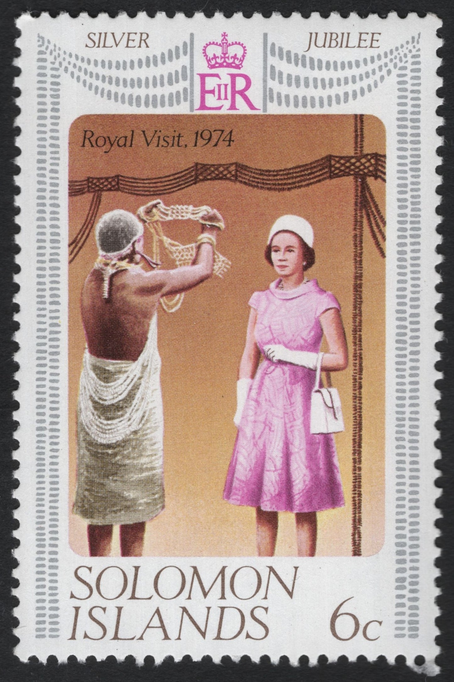 SCG9484 - Solomon Islands 1977 Silver Jubilee – Royal Visit 1974 (6c)