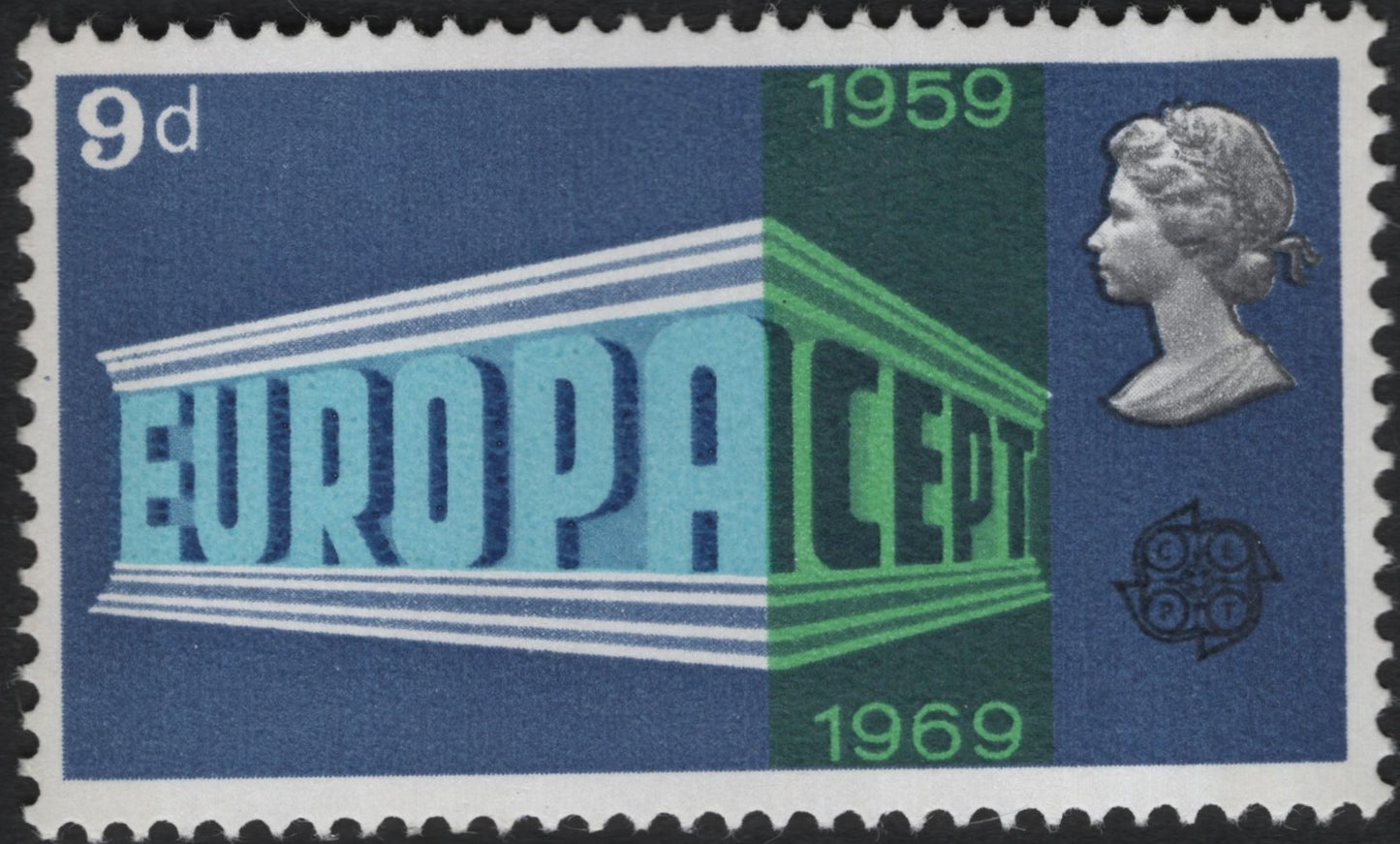 SCG9505 - UK 1969 Europa CEPT 10th Anniversary – 9d Blue & Green