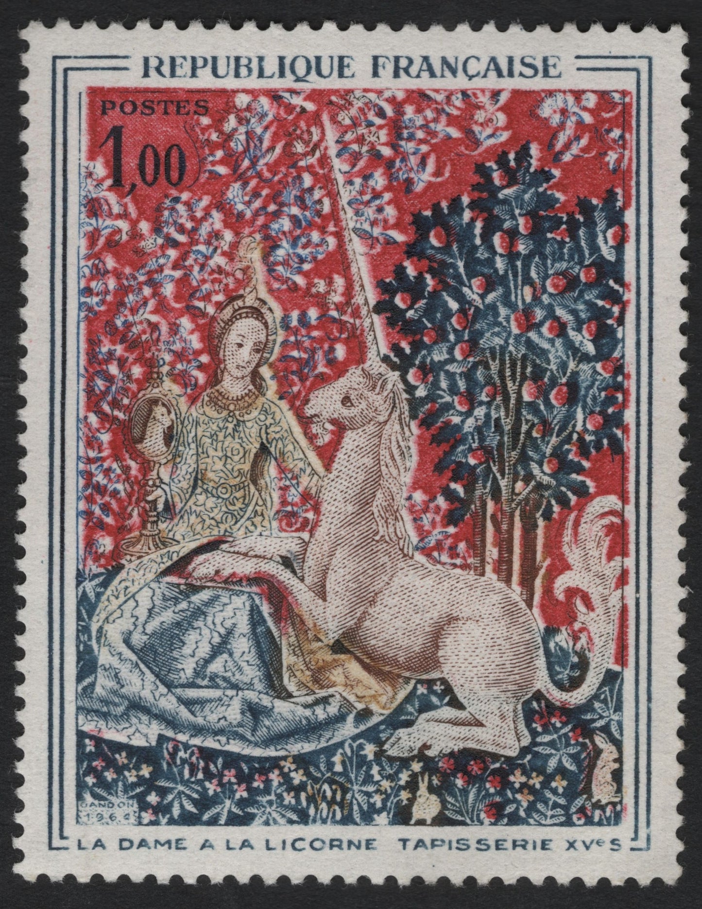 SCG9544 - France – 1966 “La Dame à la Licorne” Tapestry Issue – 1.00F