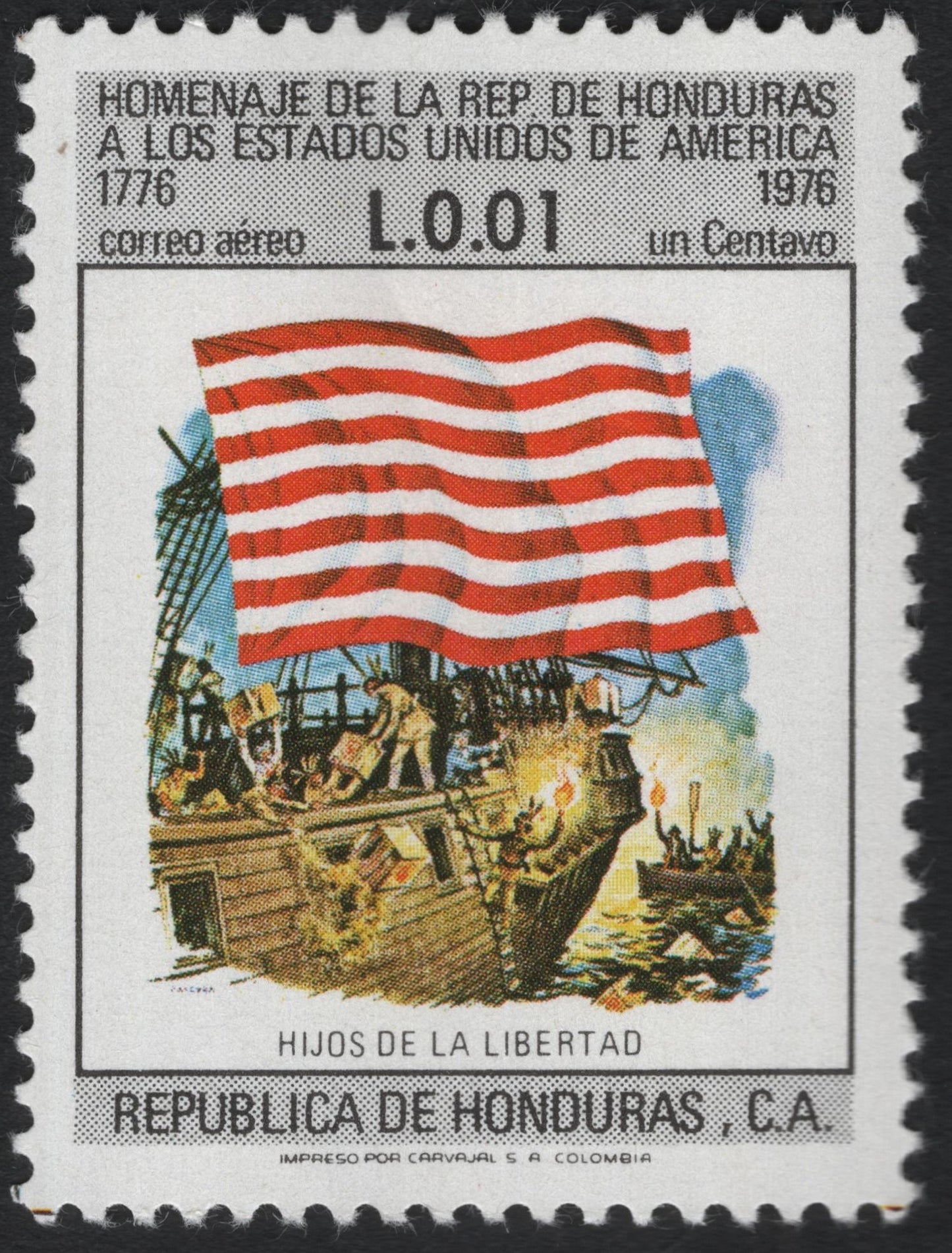 SCG9528 - Honduras 1976 Homenaje a los Estados Unidos – Hijos de la Libertad Airmail Stamp