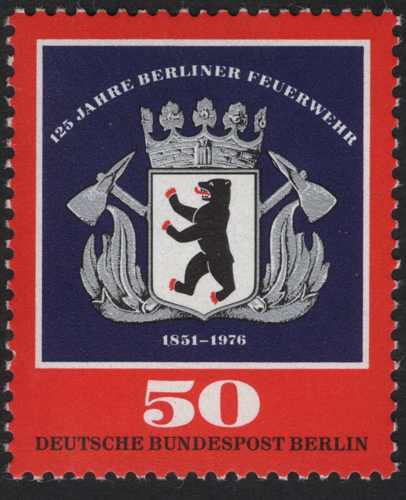 SCG10144 - Germany (Berlin) 1976 – 125 Years of the Berlin Fire Brigade – 50 Pf Commemorative