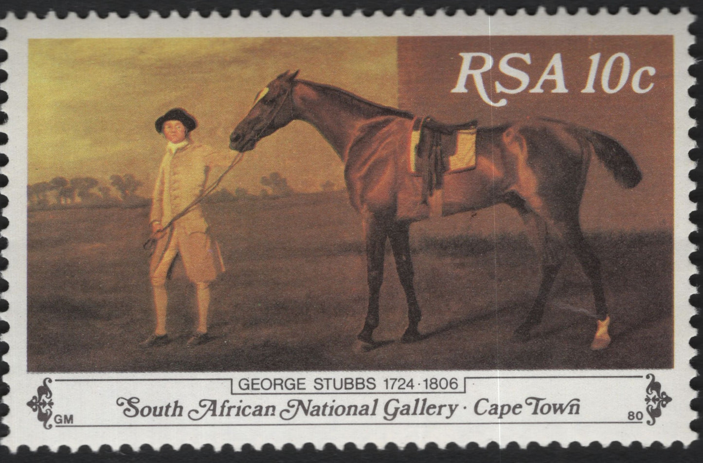 SCG10157 - South Africa 1980 – George Stubbs “Groom and Horse” 10c Art Stamp