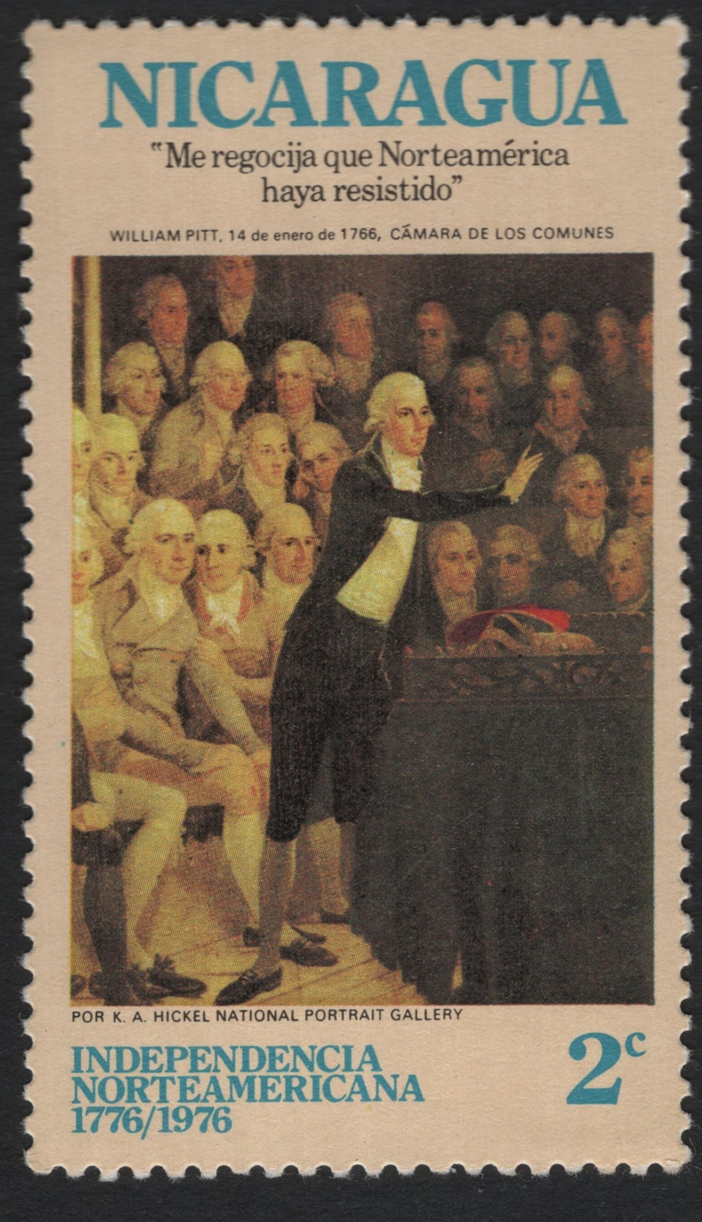 SCG10177 - Nicaragua 1976 – U.S. Bicentennial “William Pitt in Parliament” 2c