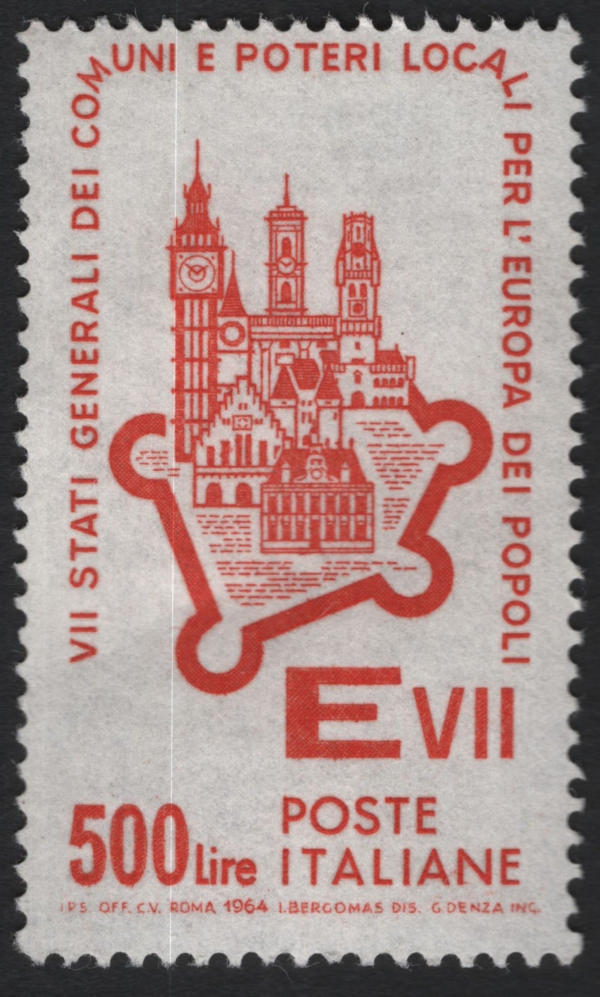 SCG10169 - Italy 1964 – VII General Assembly of Municipal and Local Powers, 500 Lire Red