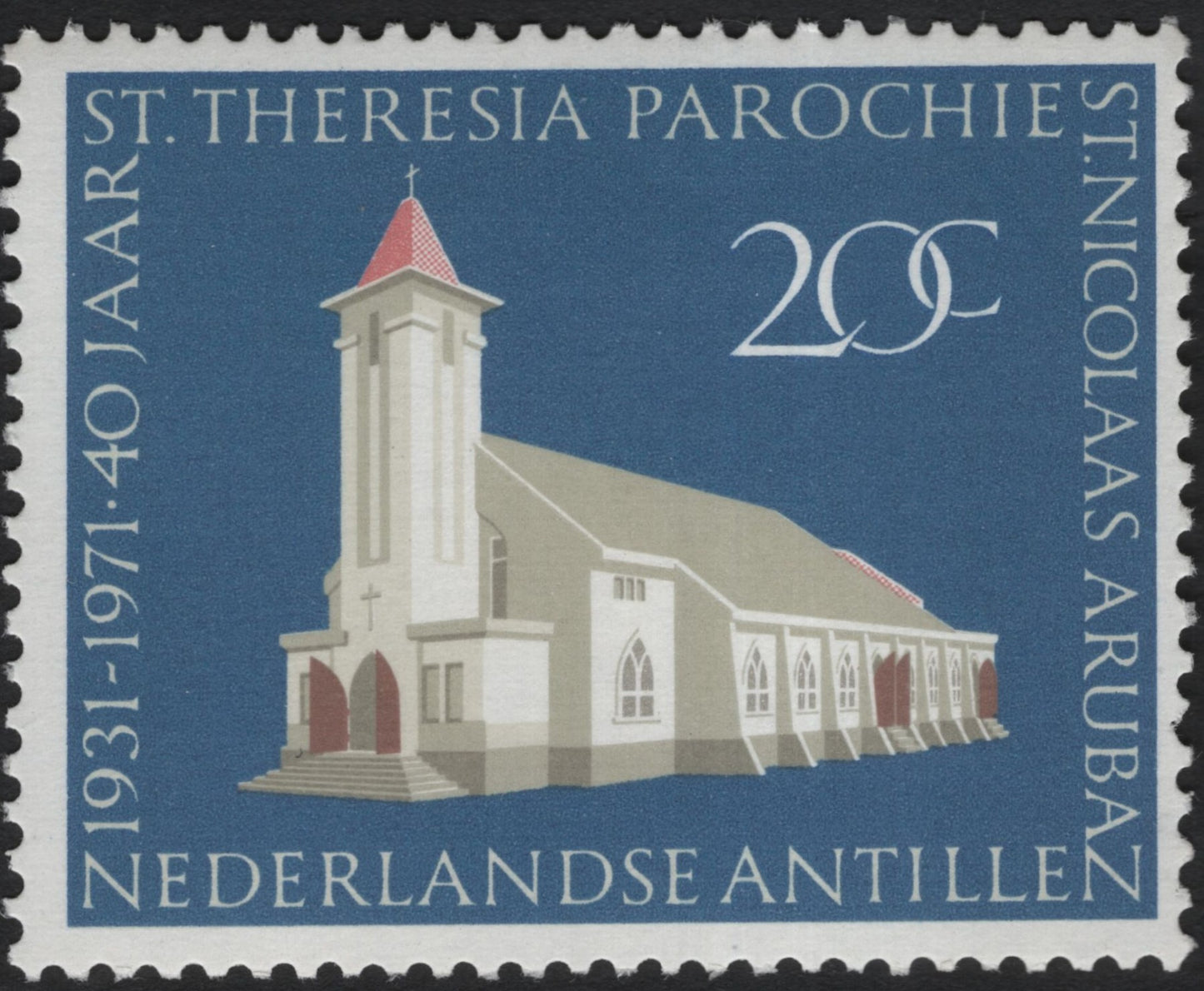 SCG10188 - 1971 Netherlands Antilles – St. Theresia Parish 40th Anniversary, Aruba – 20c