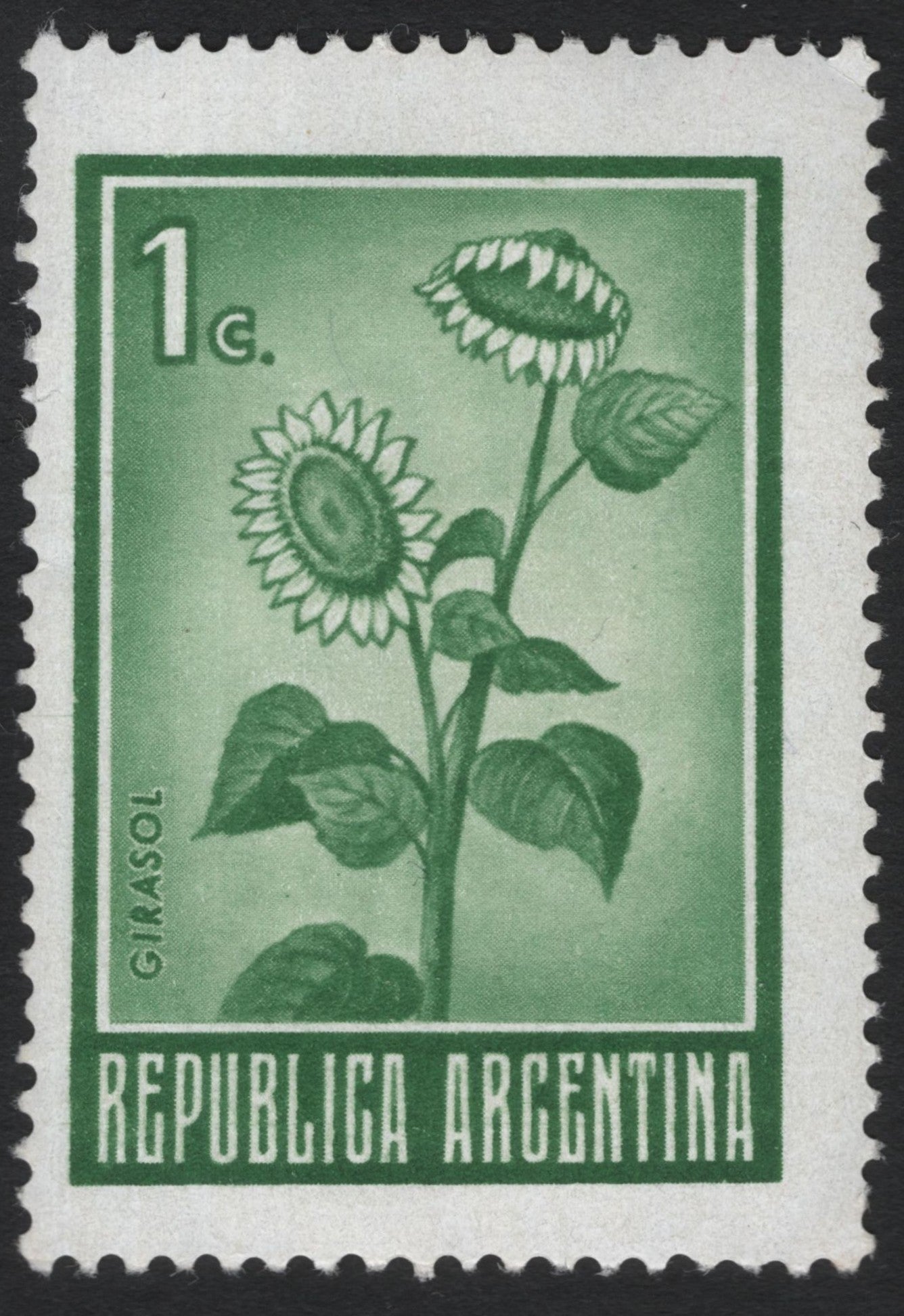 SCG10261 - 🇦🇷 Argentina – “Girasol” (Sunflower) 1c Green – Definitive Issue