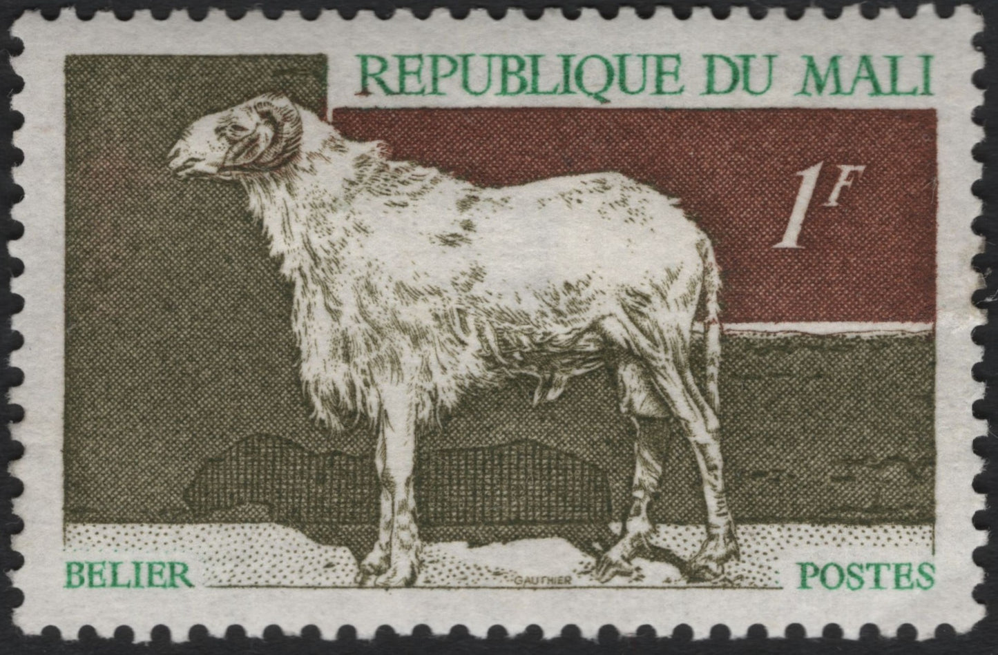 SCG10290 - Mali – “Bélier (Ram)” 1F Definitive (c. 1960s)