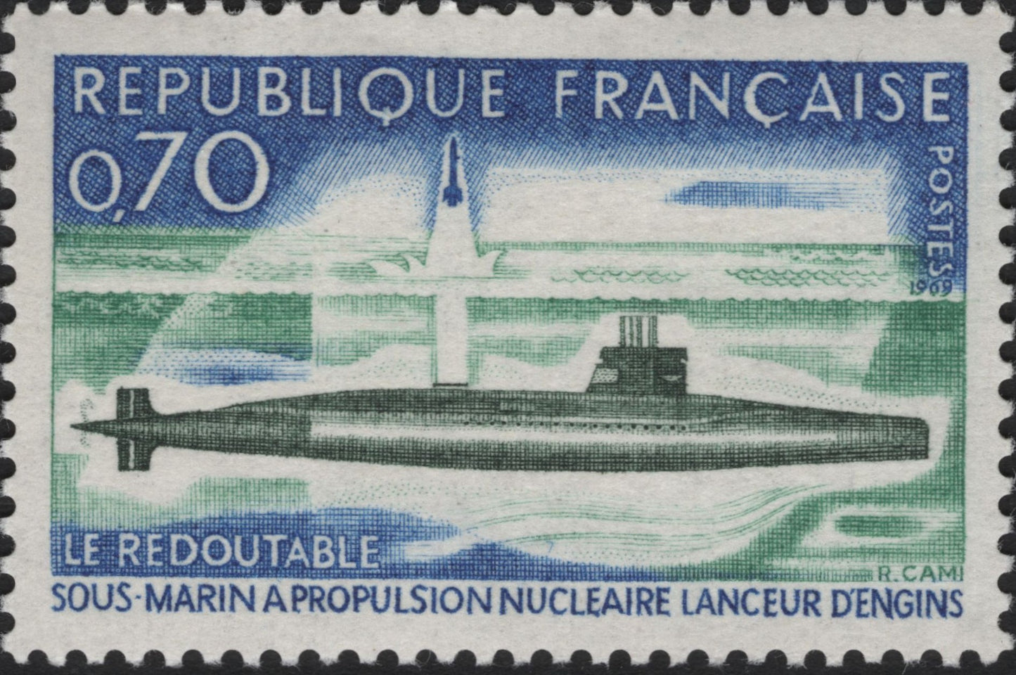 SCG10277 - 🇫🇷 France 1969 – “Le Redoutable” Nuclear Submarine (0.70F)
