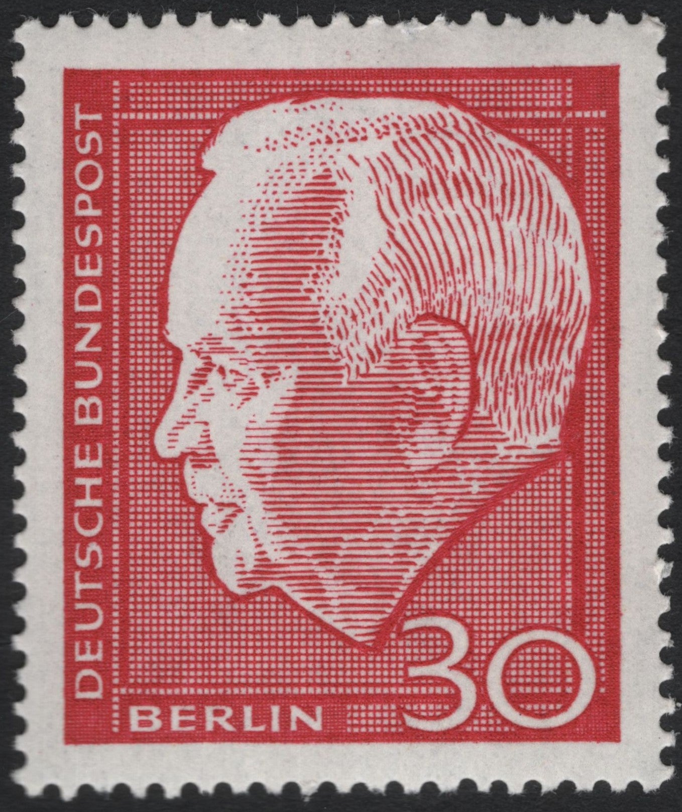 SCG10210 - West Berlin 30 Pf – President Theodor Heuss (Red), Germany