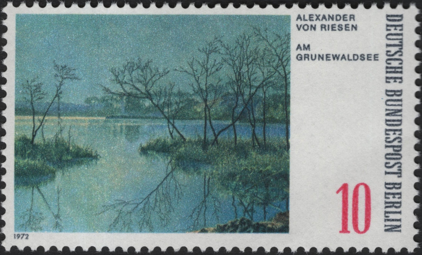 SCG10238 - Germany (Berlin) 1972 – “Am Grunewaldsee” by Alexander von Riesen – 10 Pf Art Stamp