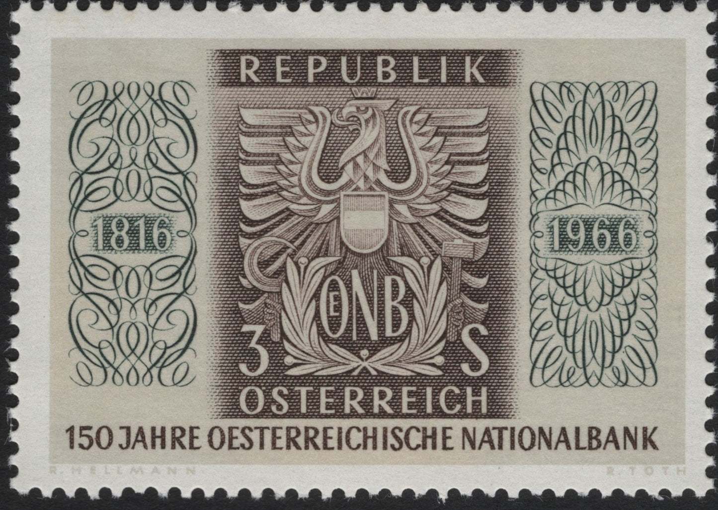 SCG10237 - 🇦🇹 Austria 1966 – 150 Years of the Austrian National Bank (OeNB) – 3s Commemorative