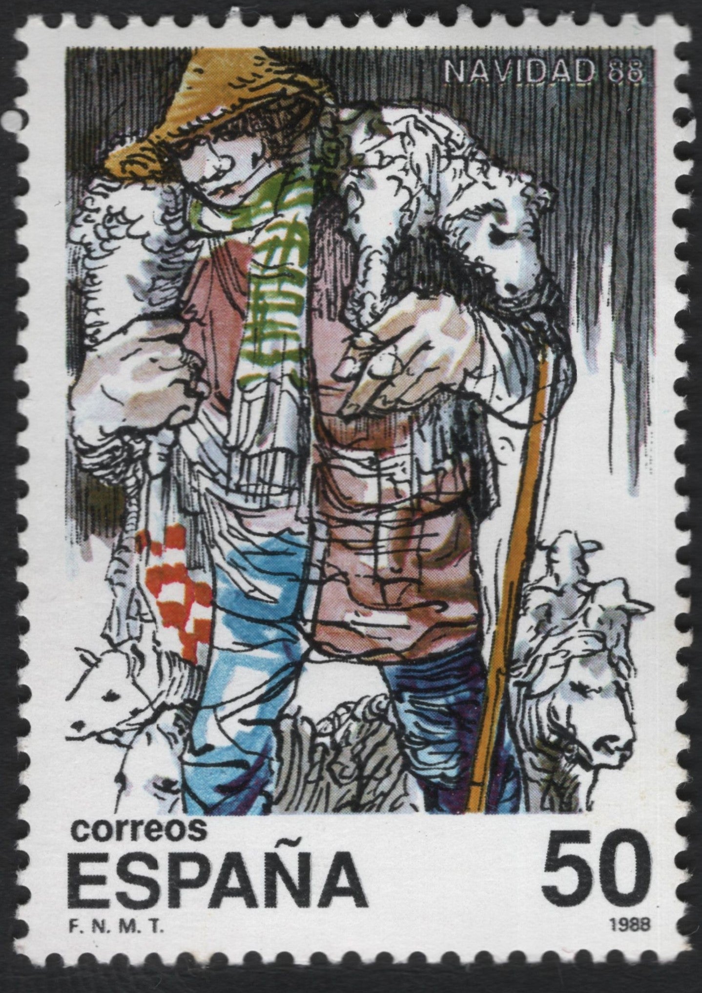 SCG10347 - Spain 1988 “Navidad” – Shepherd with Lamb (50 PTA)