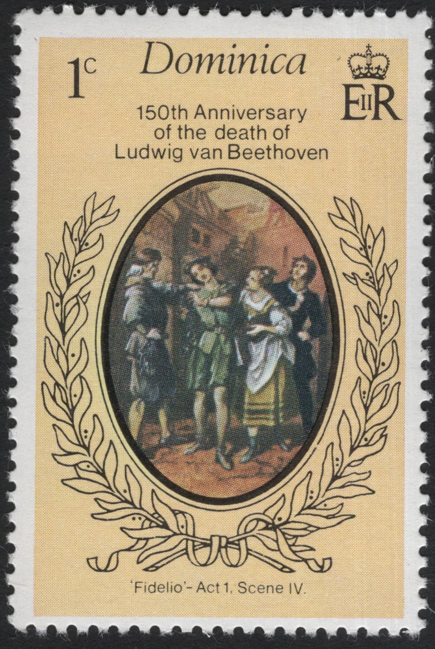 SCG10423 - Dominica 1977 – Beethoven 150th Death Anniversary, “Fidelio – Act I, Scene IV” – 1¢ Commemorative