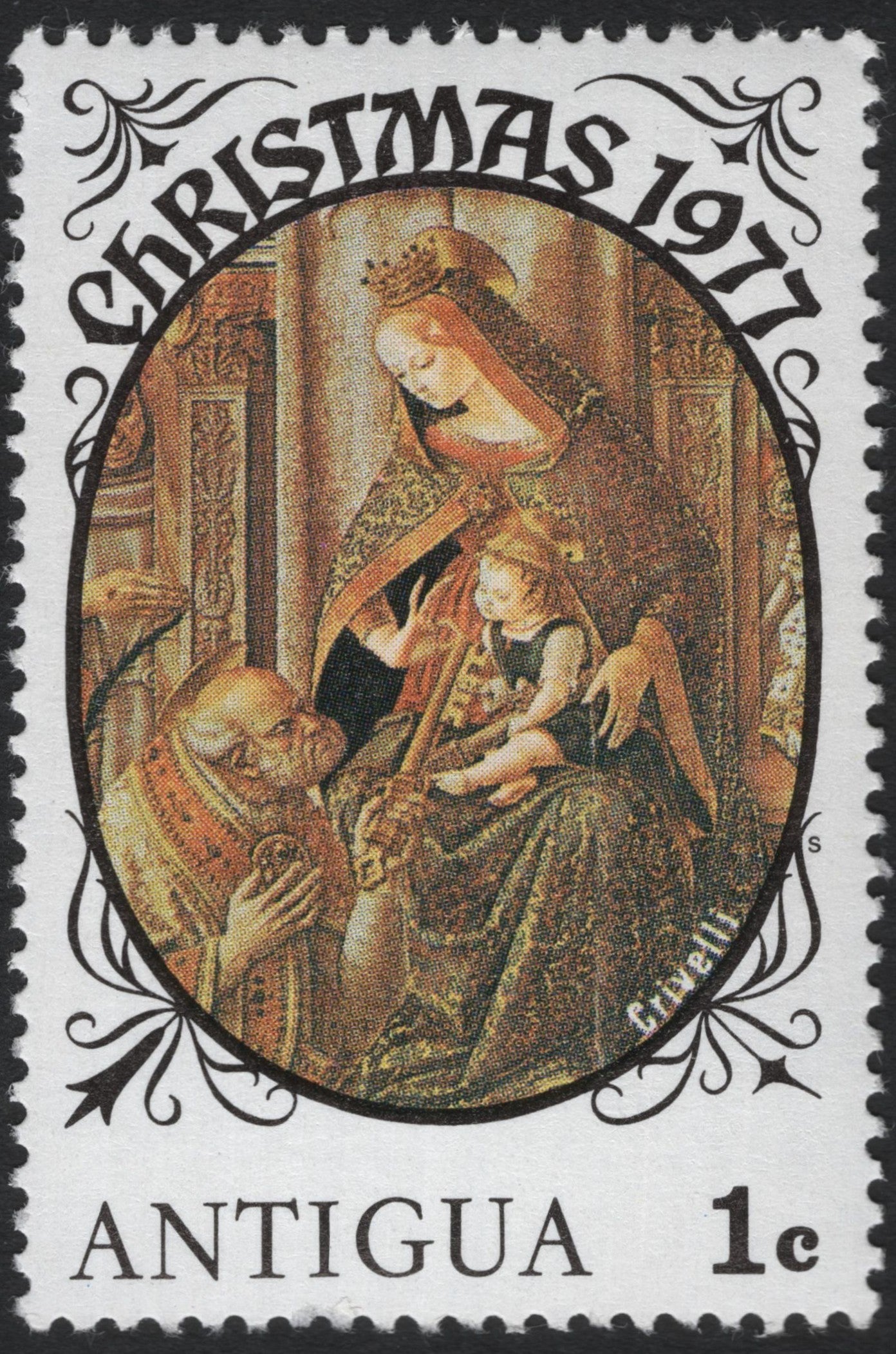SCG10425 - Antigua 1977 Christmas – “Madonna and Child” 1c Commemorative