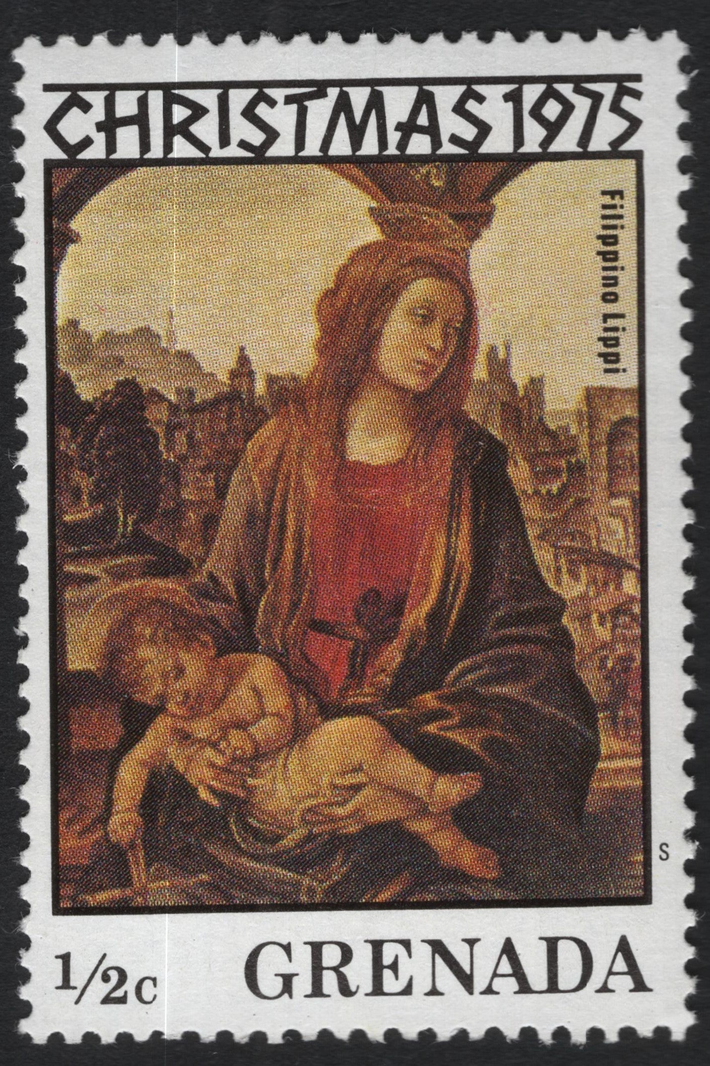 SCG10406 - Grenada 1975 Christmas – “Madonna and Child” by Filippino Lippi – ½c