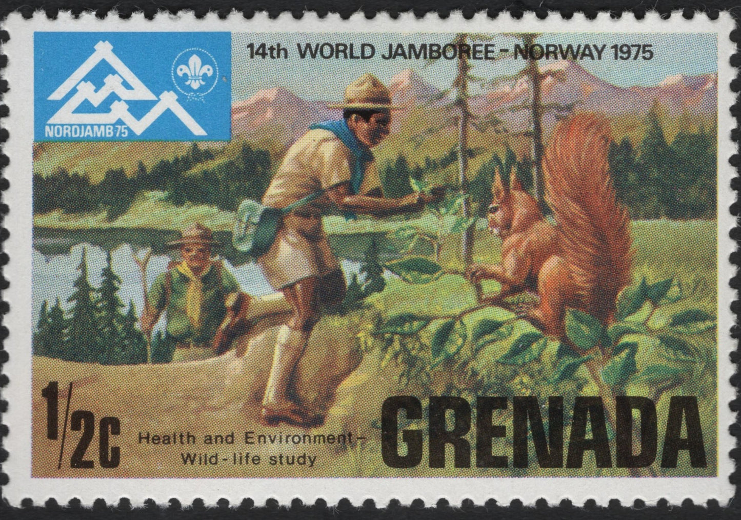 SCG10435 - Grenada 1975 – 14th World Scout Jamboree “Wildlife Study” ½c Stamp