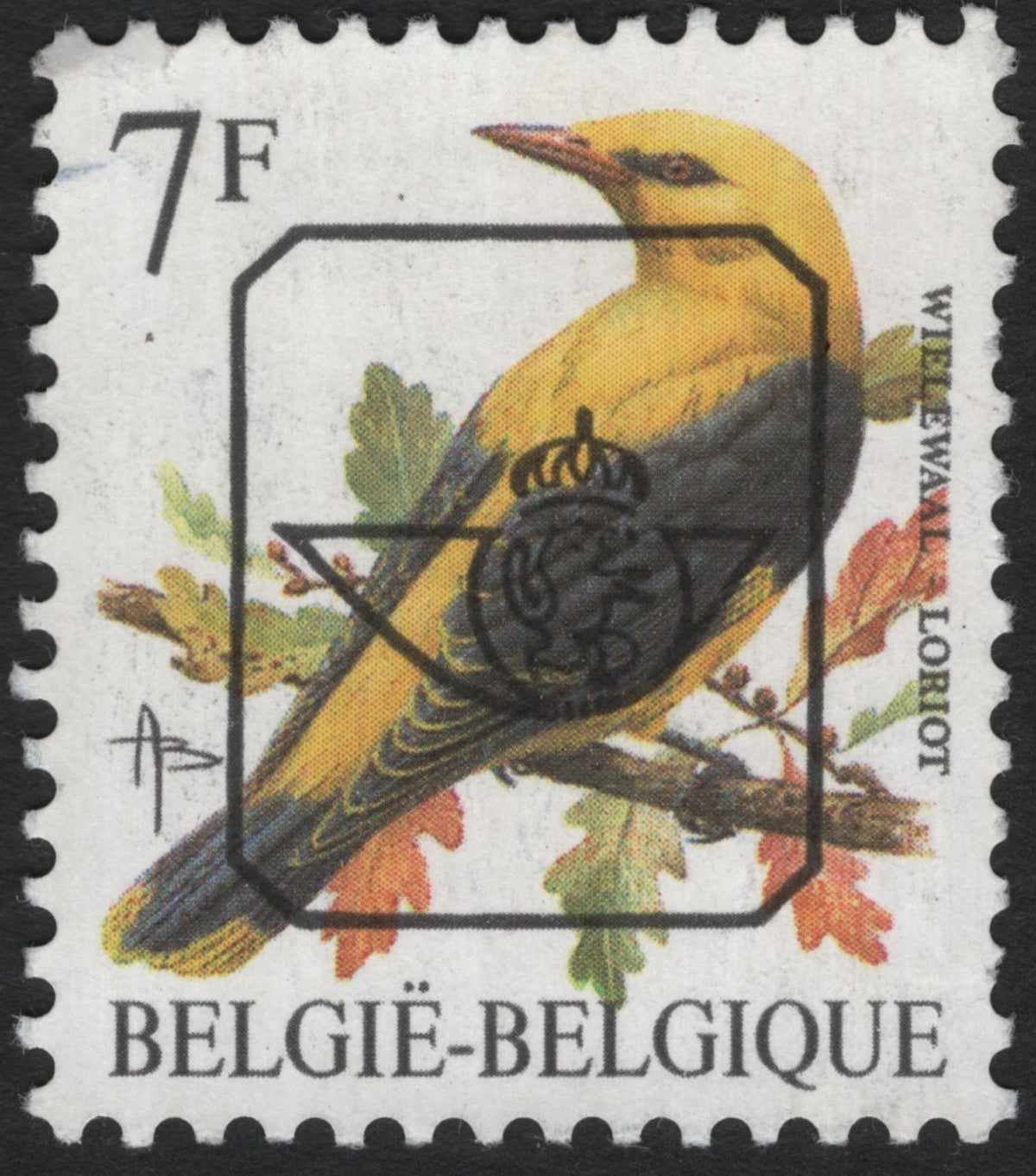 SCG10448 - Belgium 7F Golden Oriole Bird Stamp – “Wielewaal / Loriot” – Fine Used