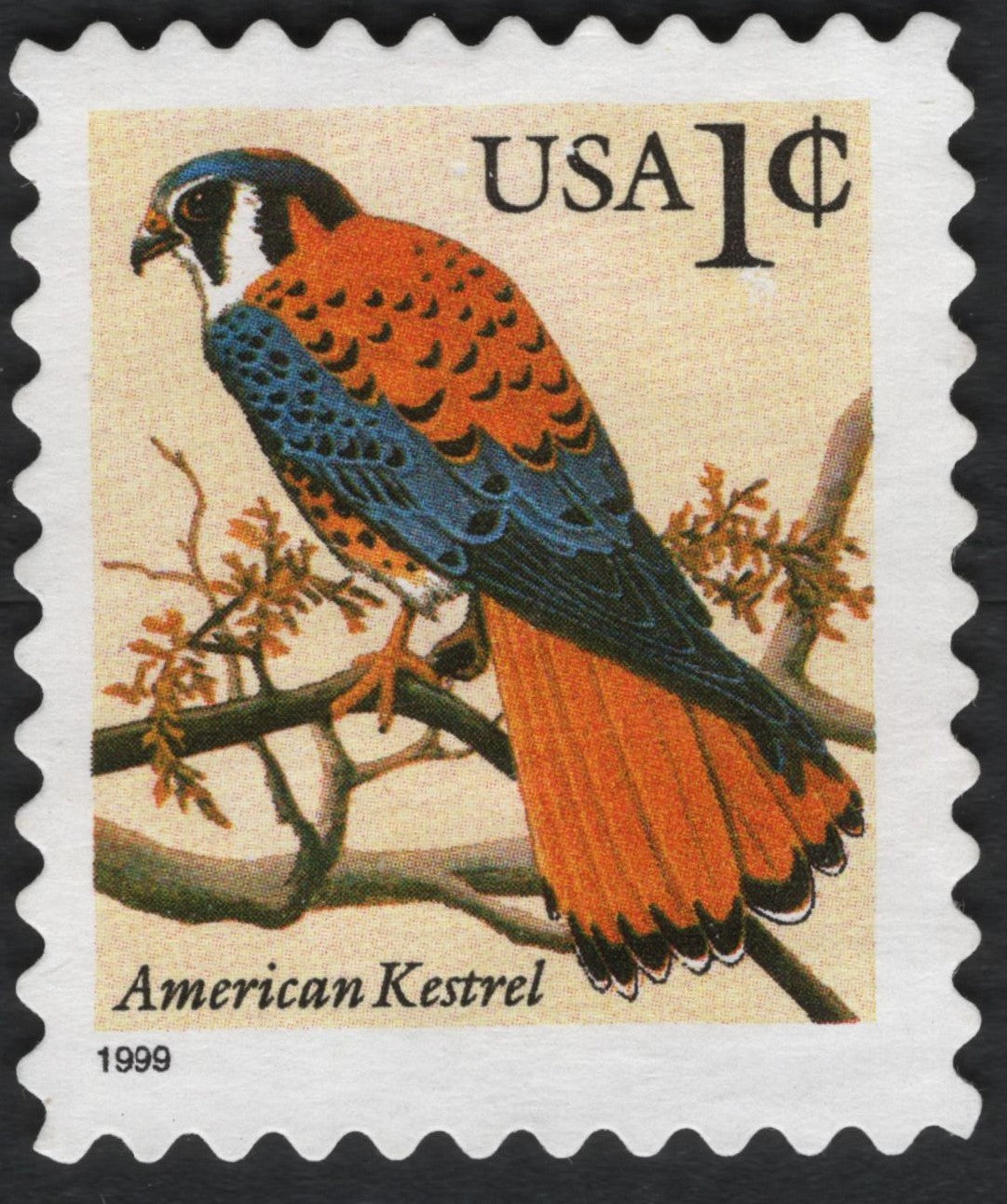 SCG10469 - USA 1999 American Kestrel – 1¢ Definitive (Birds of Prey Series)