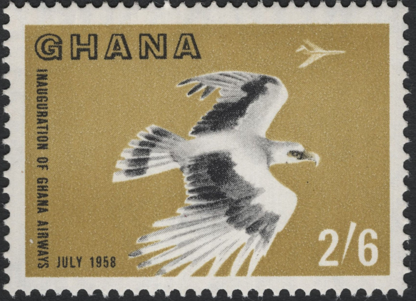 SCG10479 - 🇬🇠Ghana 1958 – “Inauguration of Ghana Airways” (2/6) – Osprey in Flight