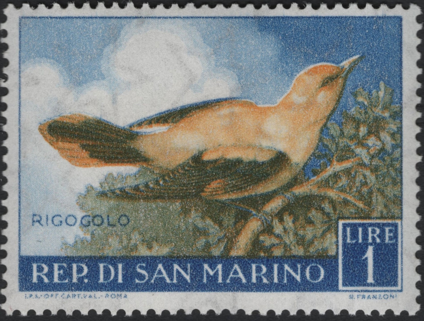 SCG10468 - San Marino 1963 – Golden Oriole “Rigogolo” Bird – 1 Lira