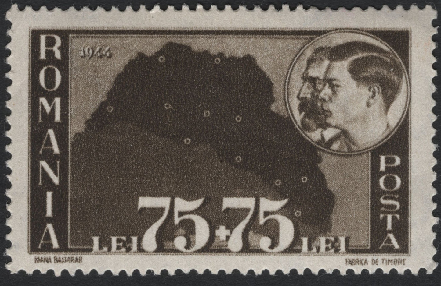 SCG10498 - 🇷🇴 Romania 1943 “Horia, Cloșca și Crișan” Semi-Postal Issue — 75+75 Lei