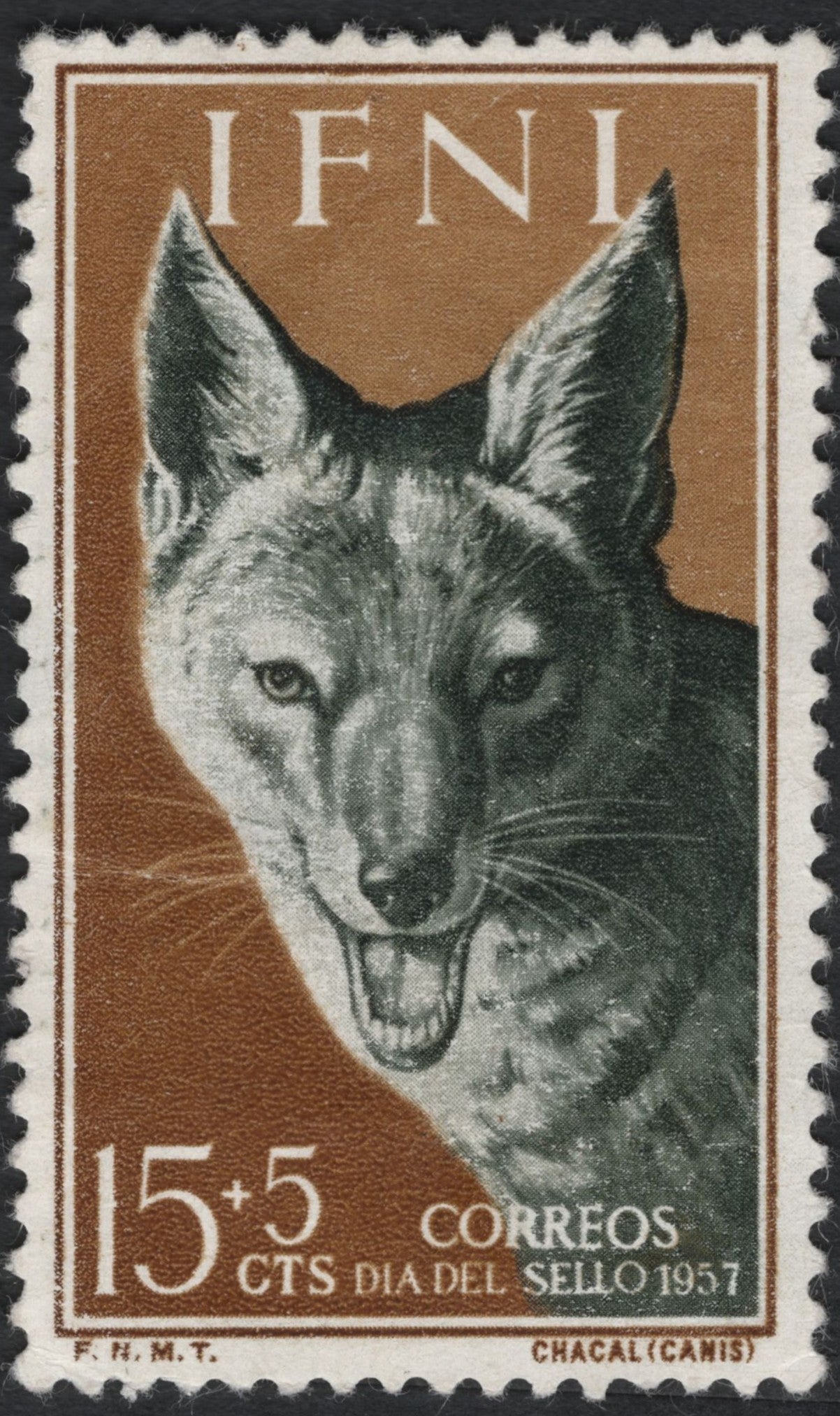 SCG10520 - IFNI 1957 “Chacal (Canis)” – 15+5 Cts Día del Sello Semi-Postal
