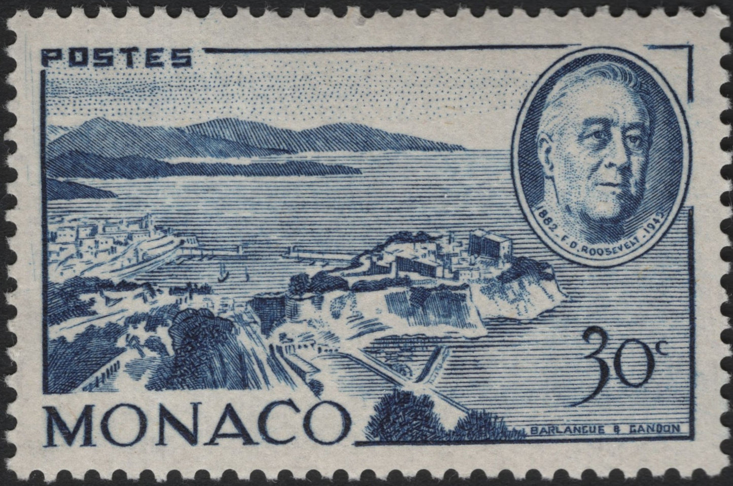 SCG10687 - Monaco – 30c Franklin D. Roosevelt Memorial Stamp (c. 1947–1948)