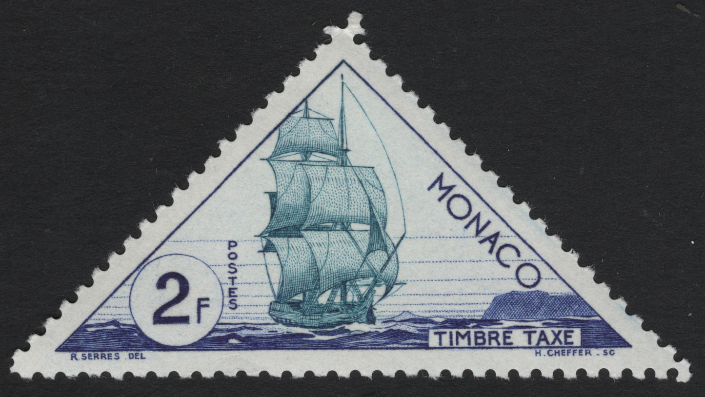 SCG10601 - Monaco 2F Postage Due – Triangular Sailing Ship Design