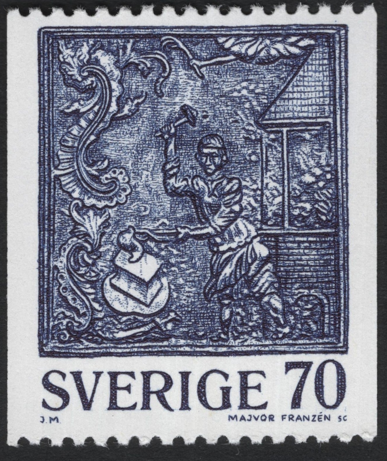 SCG10737 - Sweden 1970 – Medieval Woodworker Engraving (70 öre)