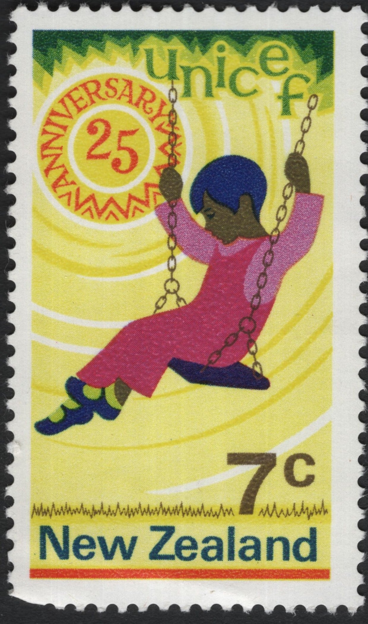 SCG10786 - New Zealand 1969 – UNICEF 25th Anniversary 7c Commemorative