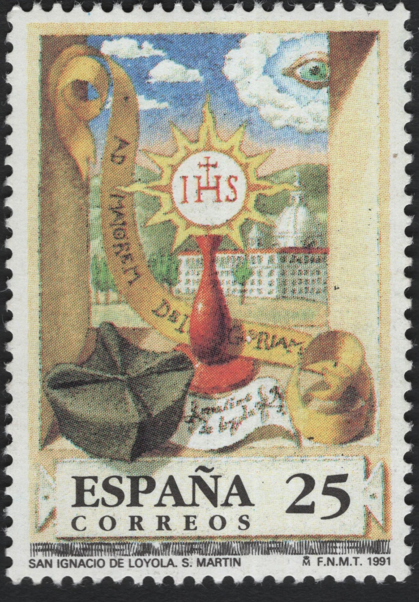 SCG10791 - España 1991 – St. Ignatius of Loyola “IHS Emblem” 25 ptas Stamp