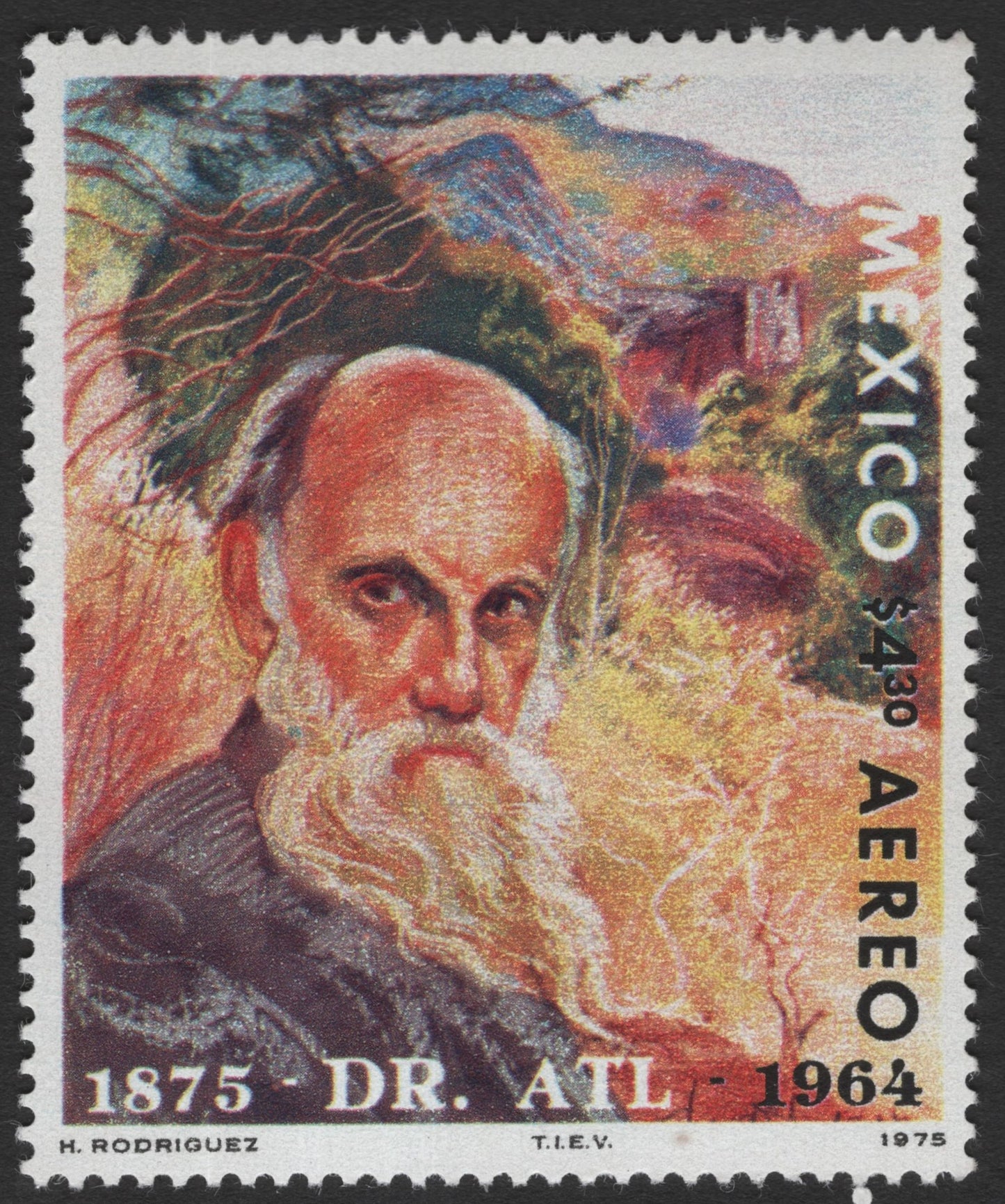 SCG11261 - Dr. Atl (Gerardo Murillo) – Art & Volcano Landscape Airmail Stamp (1975)