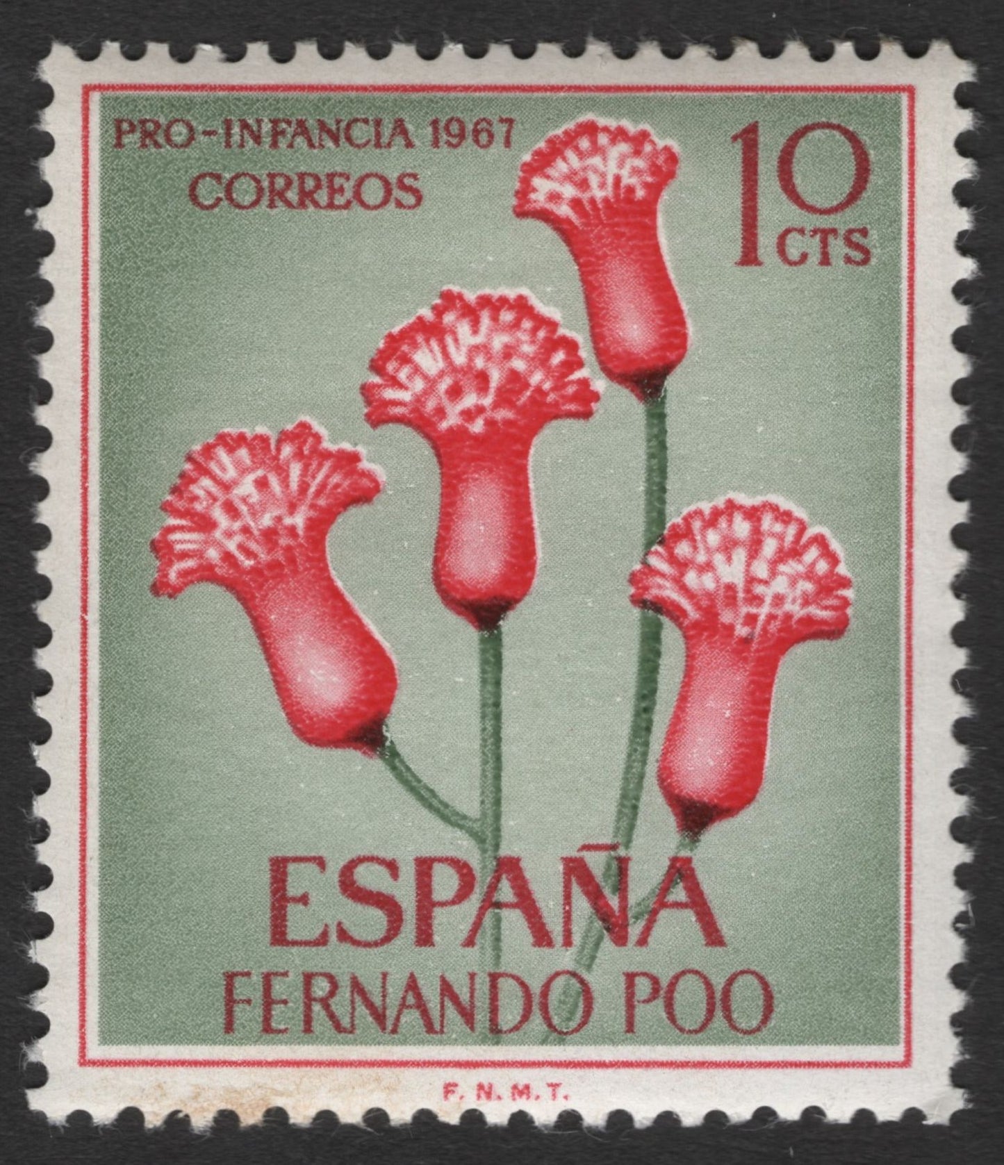 SCG11275 - Spain (Fernando Poo) 1967 Pro-Infancia Carnations – 10 Céntimos Charity Issue