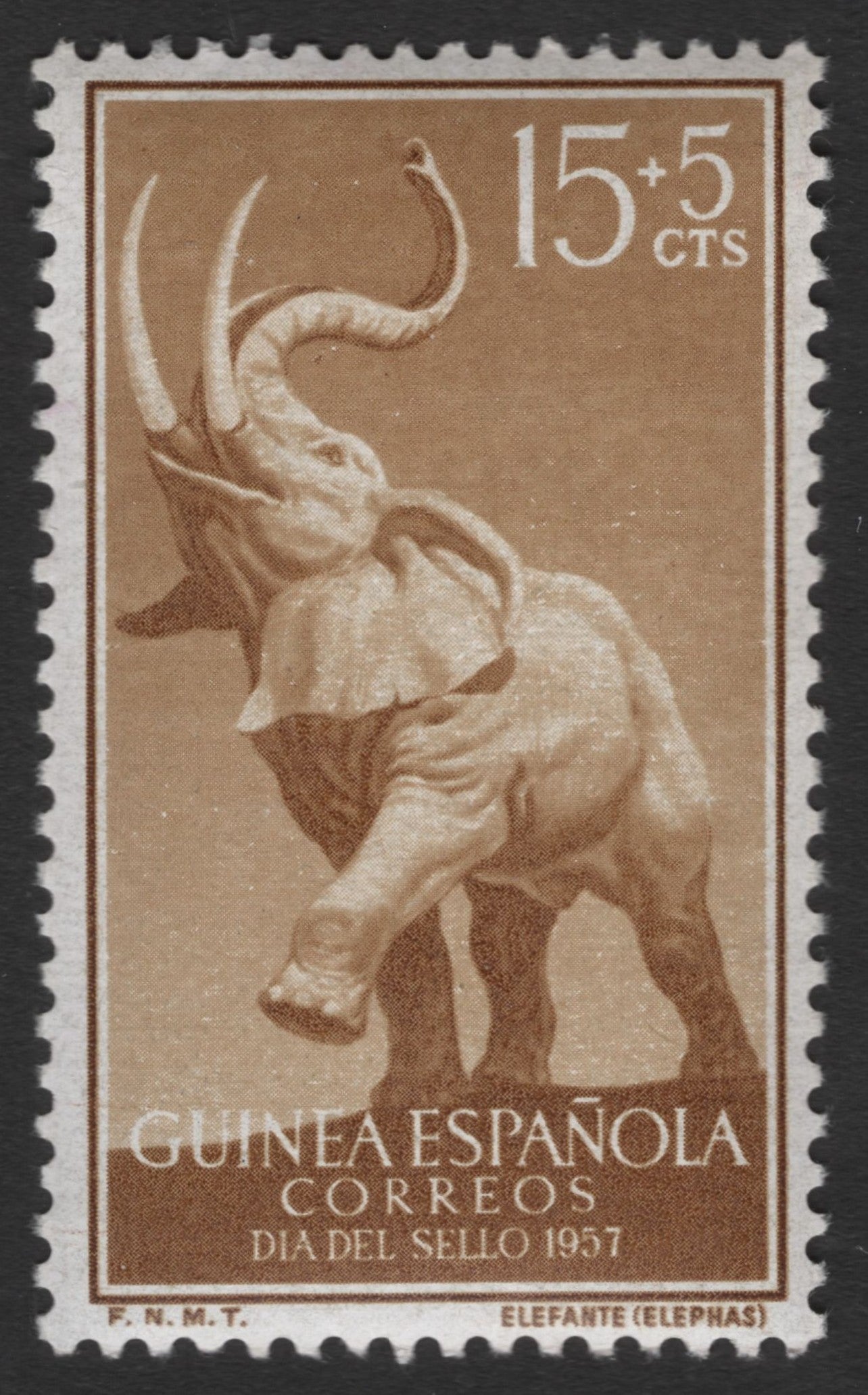 SCG11281 - Guinea Española (Spanish Guinea) 1957 – Elephant “Elephas” Semi-Postal 15+5 Cts, Día del Sello