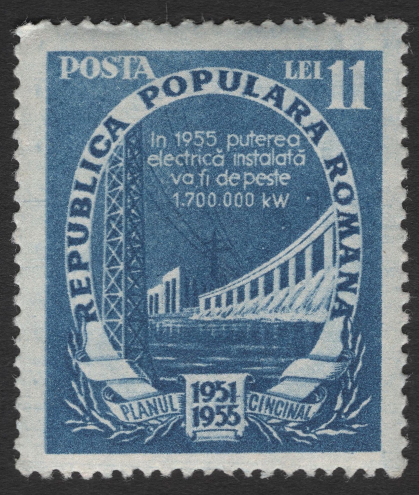 SCG11266 - Romania – 11 Lei Hydroelectric Development, Five-Year Plan (1955)